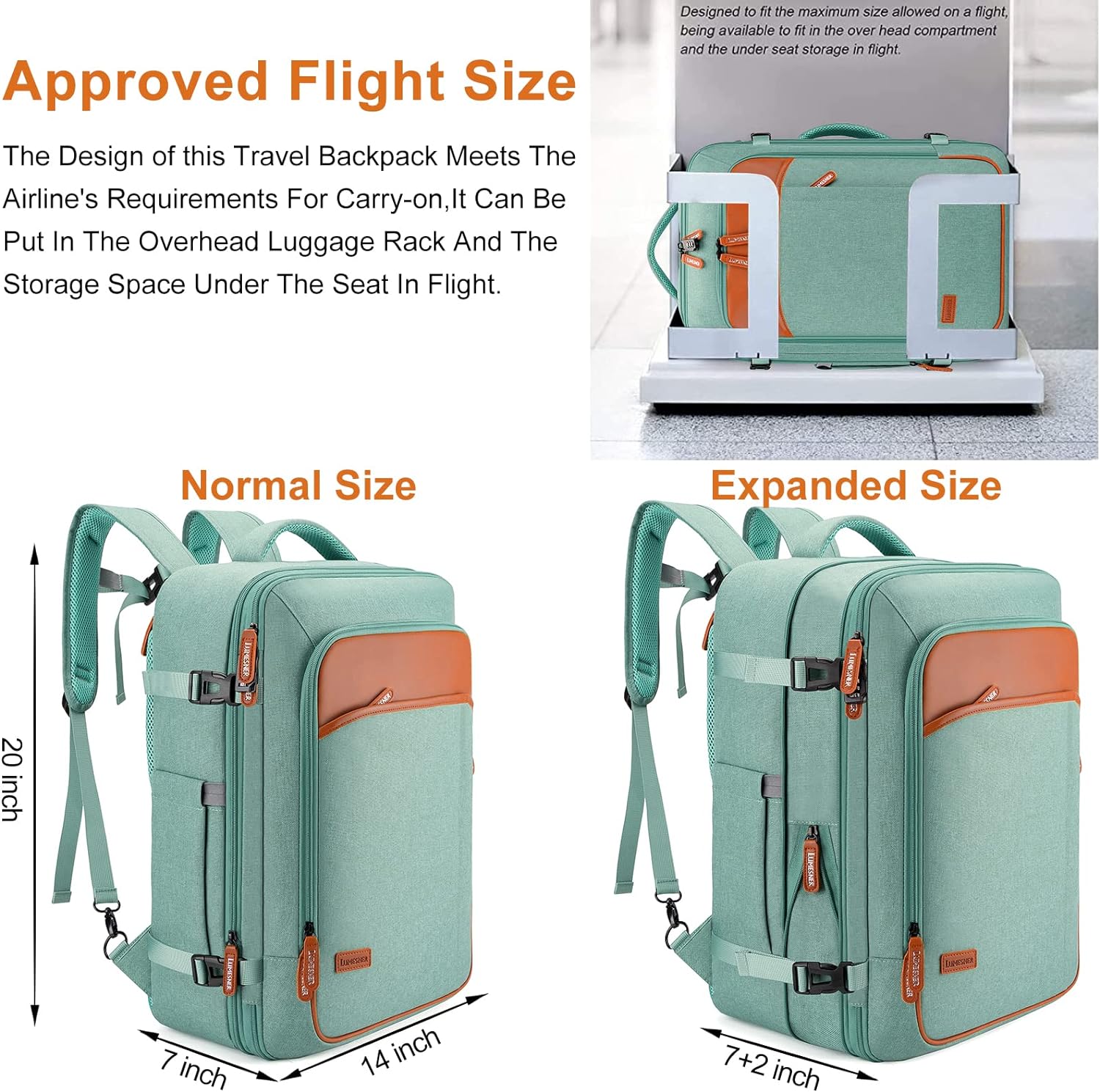 Carry on Backpack, Extra Large 40L Flight Approved Travel Backpack for Men & Women,Expandable Large Suitcase Backpacks With 4 Packing Cubes,Water Resistant Luggage Daypack Business Weekender Bag,Grey - Image 2